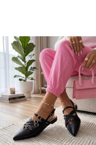1123198 Black Ballet Flats..Fabric, Footbed and Heel Height