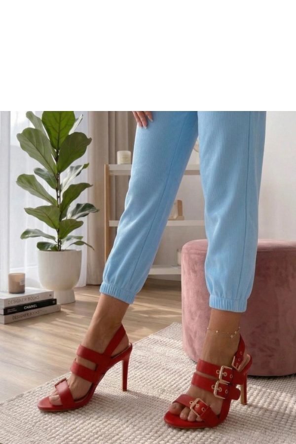 Red Heel Sandals in Sandals & Flip-Flops For Women with Fabric and Heel Height