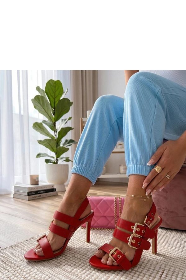 Red Heel Sandals in Sandals & Flip-Flops For Women with Fabric and Heel Height