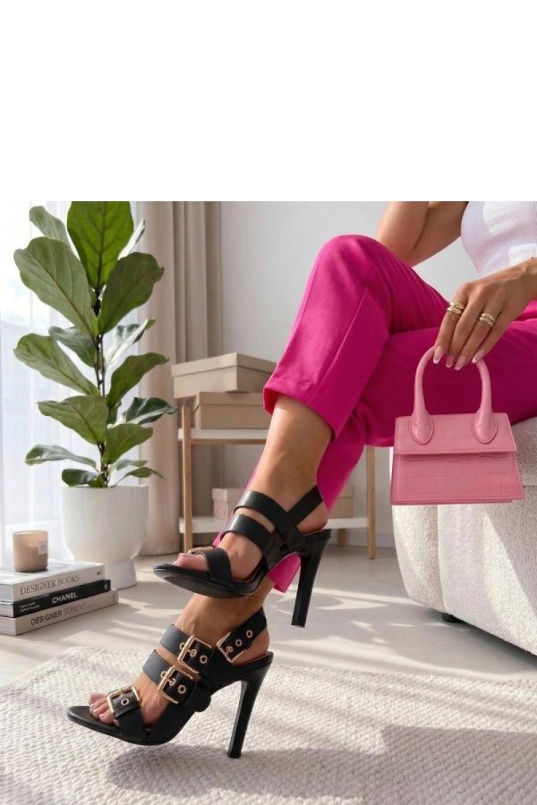 Black Heel Sandals in Sandals & Flip-Flops For Women with Fabric and Heel Height