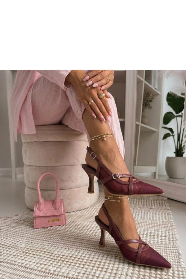 Red High Heels in High Heels with Fabric and Heel Height