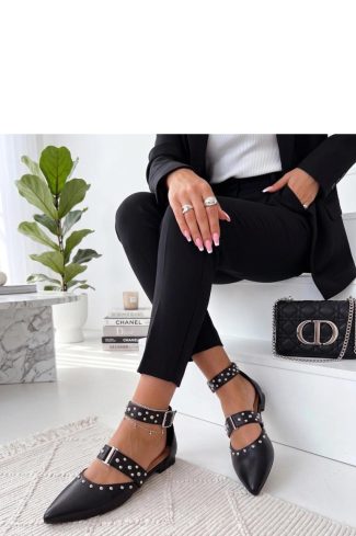 1123259 Black Ballet Flats..Fabric, Footbed and Heel Height