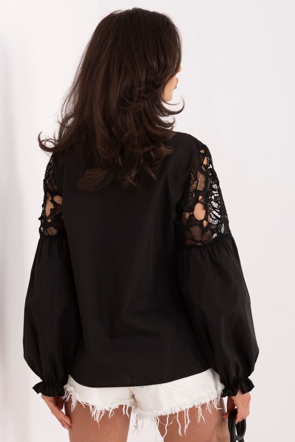 Black Long Sleeve Shirt in Shirts For Women with Cotton