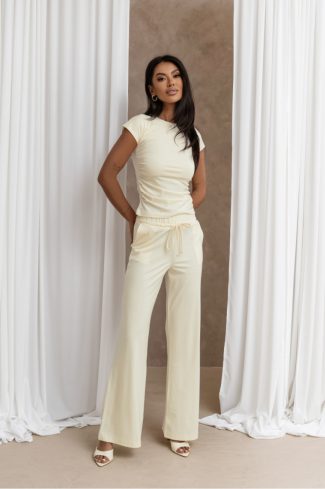 Yellow Set in Pants, Trousers, Shorts with Spandex and Viscose