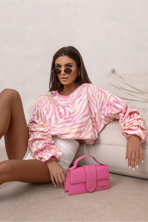 Pink Sweatshirt in Sweatshirts For Women with Cotton and Spandex