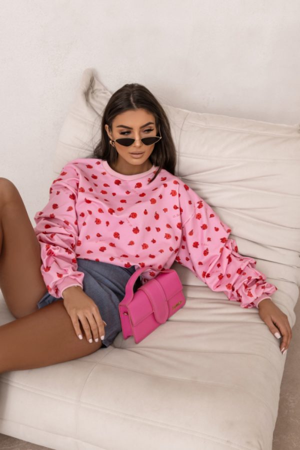 Pink Sweatshirt in Sweatshirts For Women with Cotton and Spandex