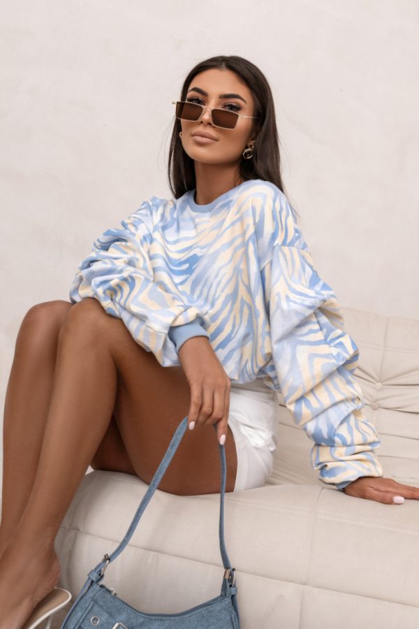 Blue Sweatshirt in Sweatshirts For Women with Cotton and Spandex