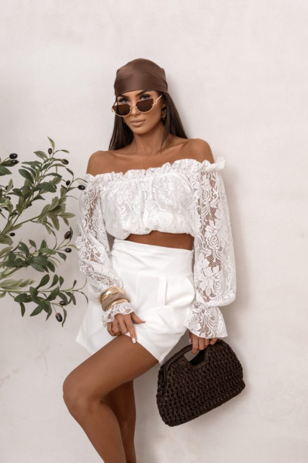 Beige Blouse in Women`s Blouses, Tunics with Spandex and Viscose