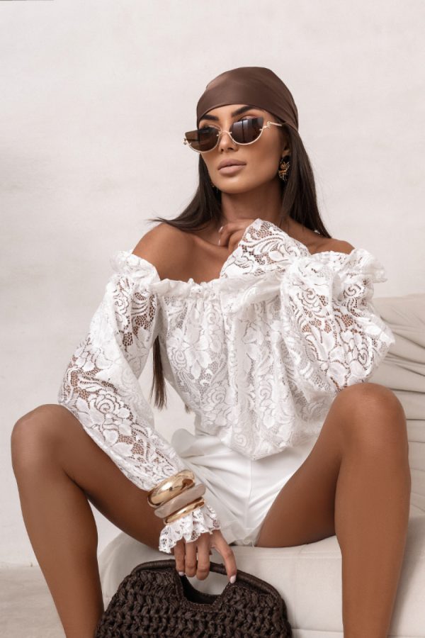 Beige Blouse in Women`s Blouses, Tunics with Spandex and Viscose