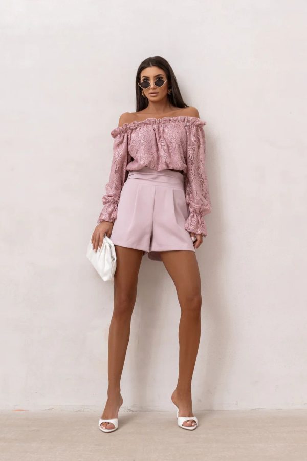 Pink Shorts in Shorts For Women, Crop Pants with Spandex and Viscose