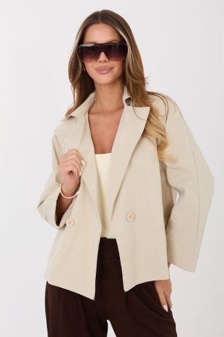 Beige Coat in Women`s Coats, Jackets with Polyester