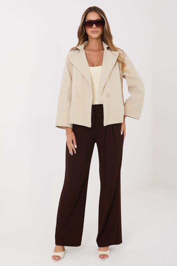 Beige Coat in Women`s Coats, Jackets with Polyester