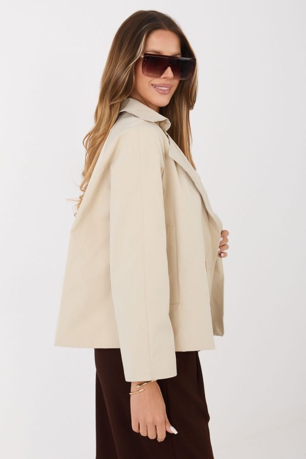 Beige Coat in Women`s Coats, Jackets with Polyester