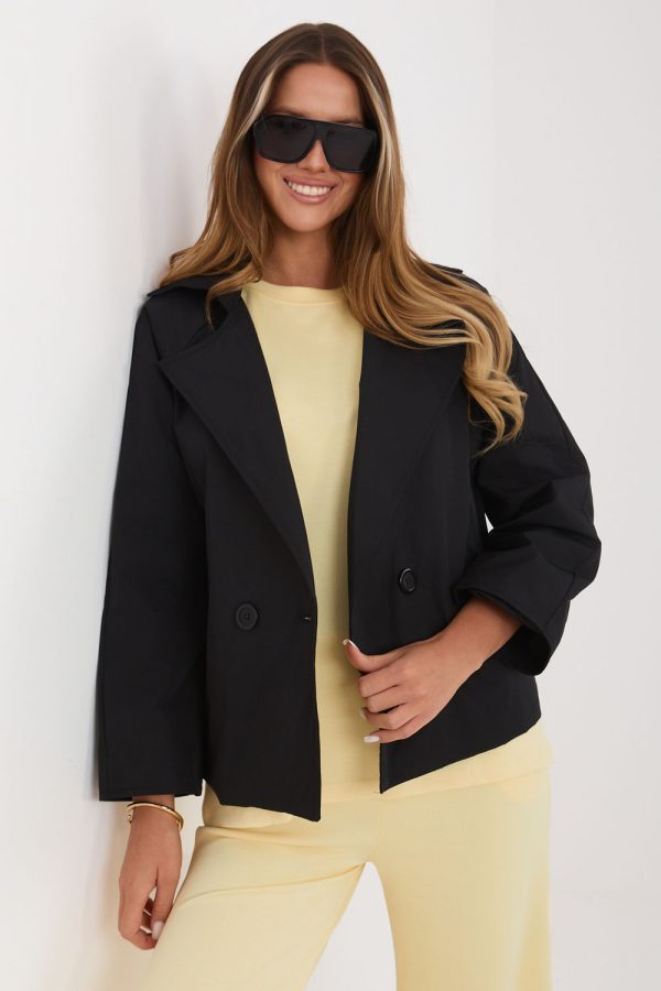 Black Coat in Women`s Coats, Jackets with Polyester