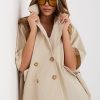 Beige Coat in Women`s Coats, Jackets with Polyester