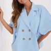 Blue Coat in Women`s Coats, Jackets with Polyester