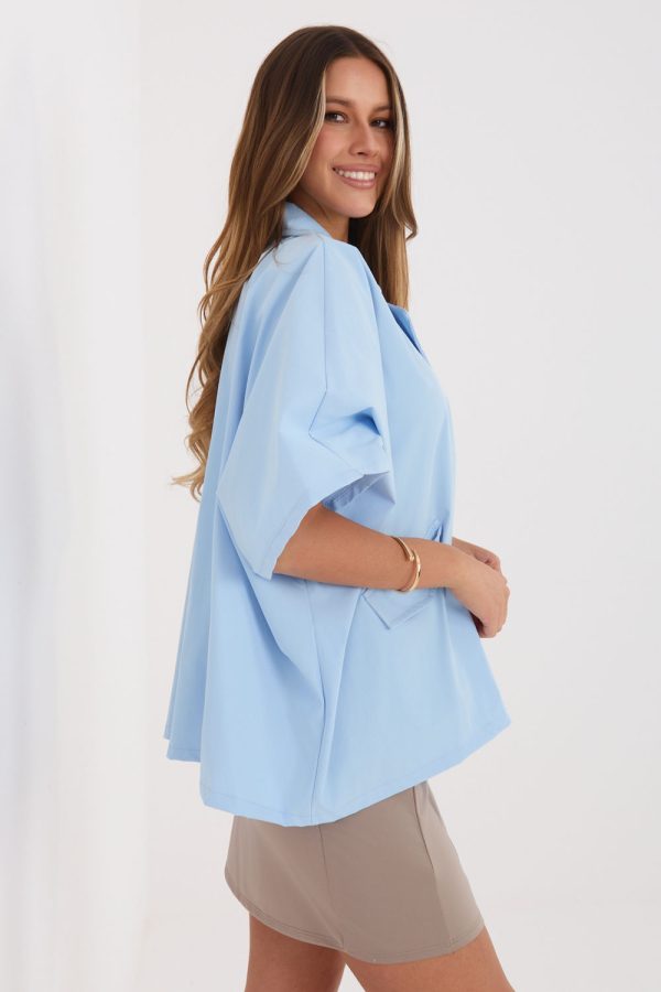 Blue Coat in Women`s Coats, Jackets with Polyester
