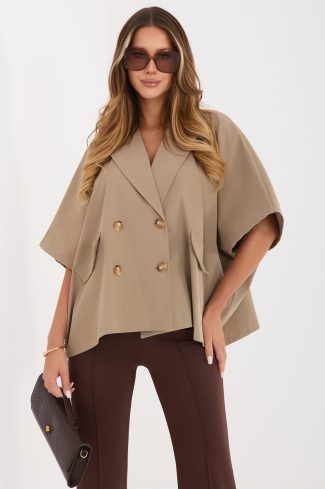 Beige Coat in Women`s Coats, Jackets with Polyester