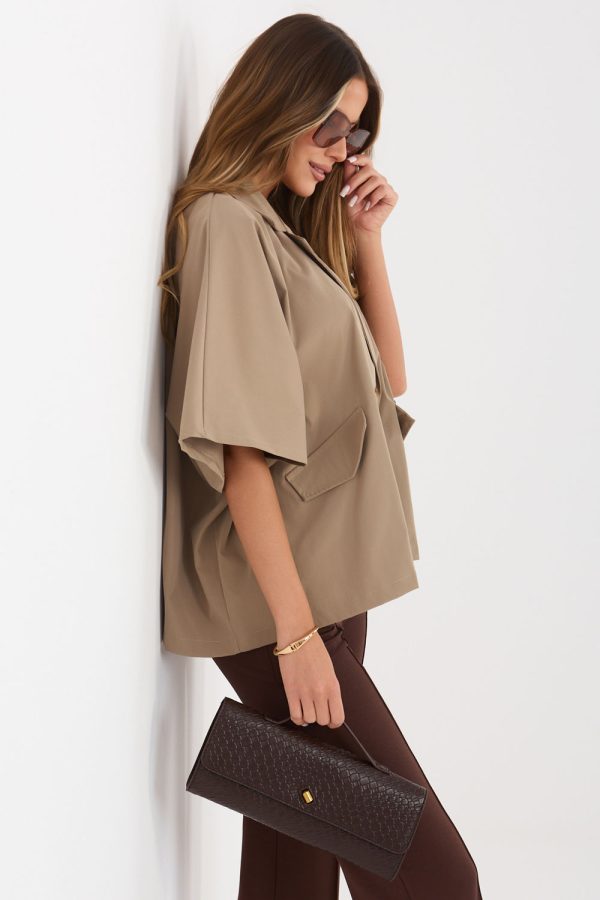 Beige Coat in Women`s Coats, Jackets with Polyester