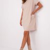 Beige Daydress in Day Dresses with Cotton and Spandex