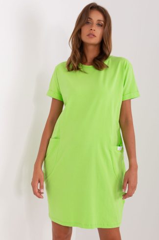 Green Daydress in Day Dresses with Cotton and Spandex