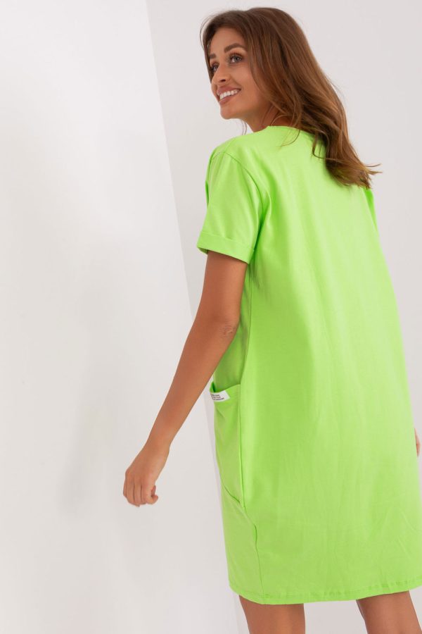 Green Daydress in Day Dresses with Cotton and Spandex