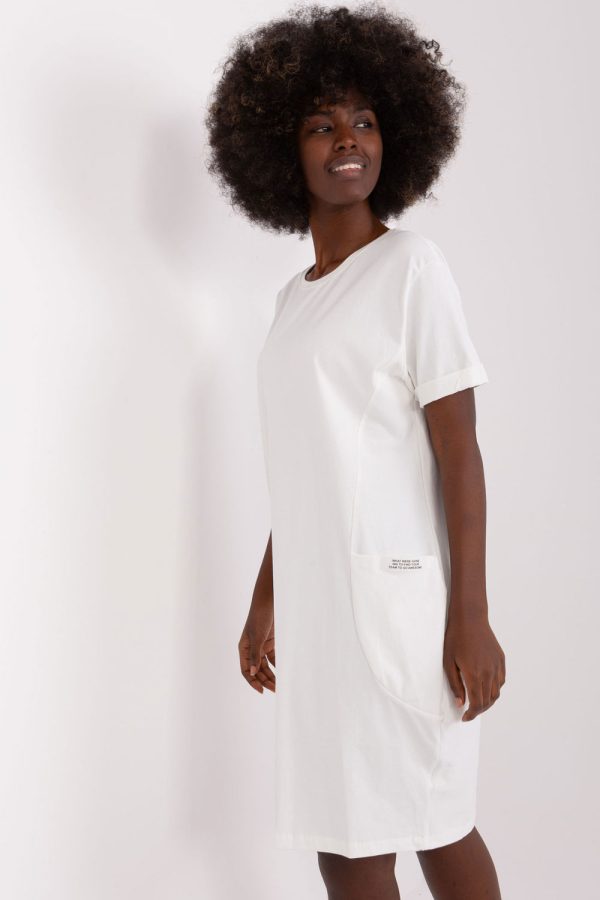 Beige Daydress in Day Dresses with Cotton and Spandex