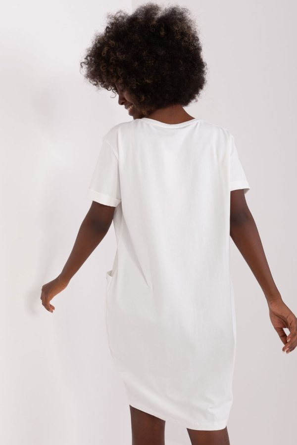 Beige Daydress in Day Dresses with Cotton and Spandex