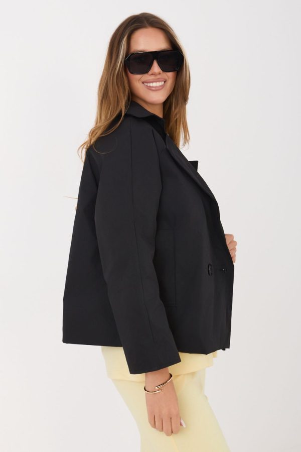 Black Coat in Women`s Coats, Jackets with Polyester
