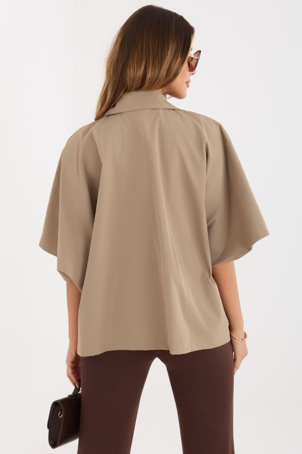 Beige Coat in Women`s Coats, Jackets with Polyester