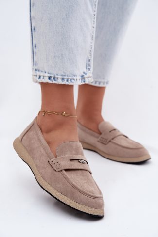 1123563.jpg Beige Mocassin in Moccasins, Loafers with Fabric, Footbed, Upper Height and Heel Height