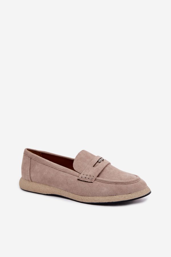 Beige Mocassin in Moccasins, Loafers with Fabric, Footbed, Upper Height and Heel Height