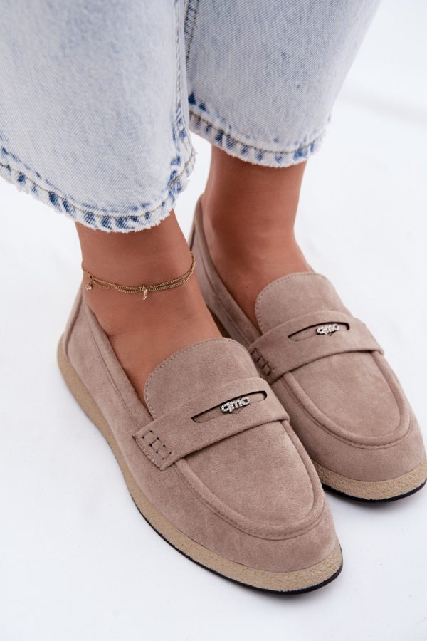 Beige Mocassin in Moccasins, Loafers with Fabric, Footbed, Upper Height and Heel Height