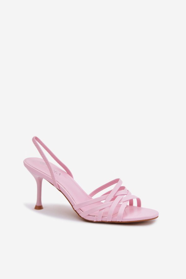 Pink Heel Sandals in Sandals & Flip-Flops For Women with Fabric, Footbed and Heel Height