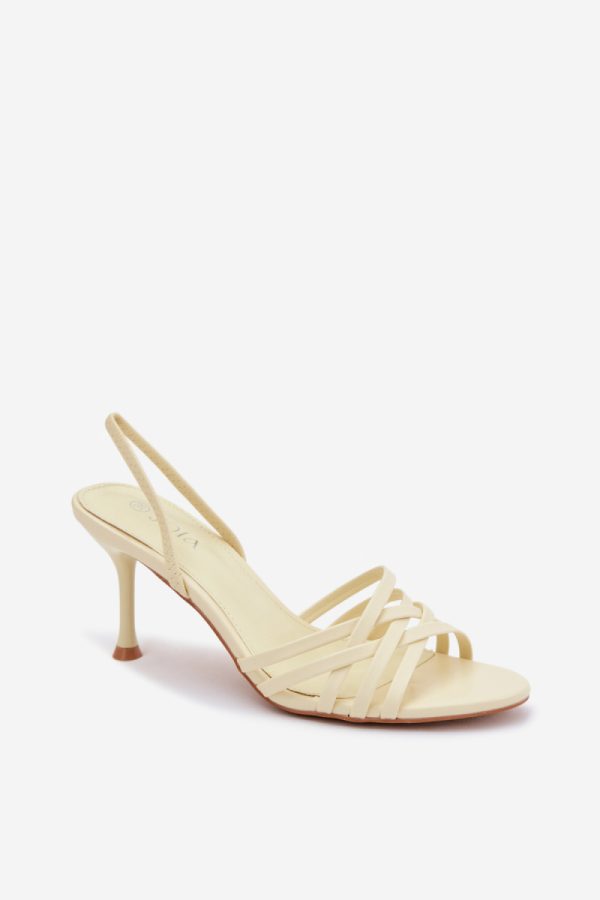 Yellow Heel Sandals in Sandals & Flip-Flops For Women with Fabric, Footbed and Heel Height