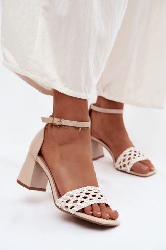 1123758-2.jpg Beige Heel Sandals in Sandals & Flip-Flops For Women with Fabric, Footbed and Heel Height