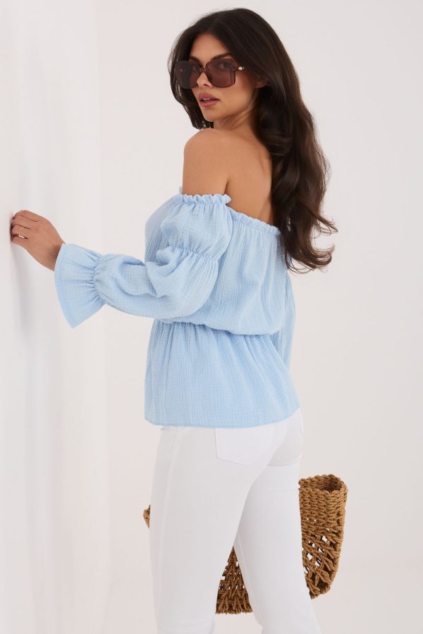 Blue Blouse in Women`s Blouses, Tunics with Cotton
