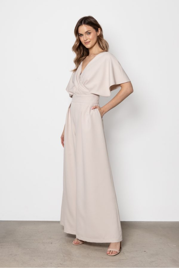 Beige Suit in Playsuits For Women with Spandex and Polyester