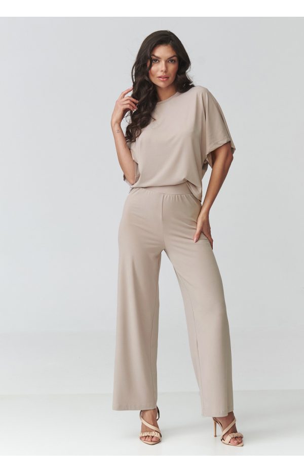 Beige Set in Pants, Trousers, Shorts with Spandex and Polyester