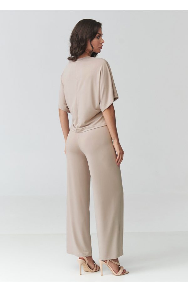 Beige Set in Pants, Trousers, Shorts with Spandex and Polyester