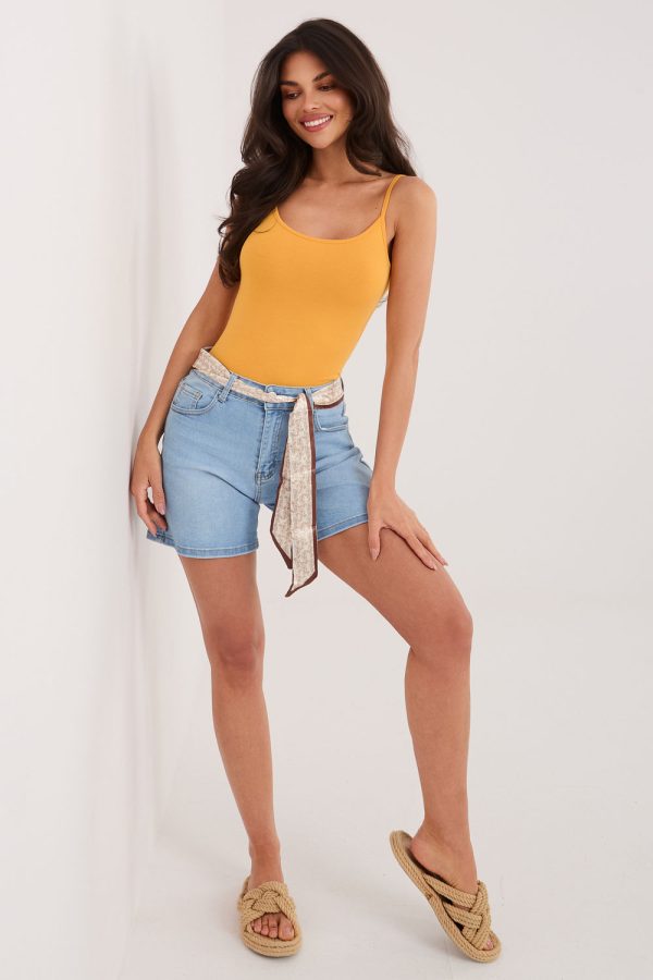 Blue Shorts in Shorts For Women, Crop Pants with Cotton, Spandex and Viscose