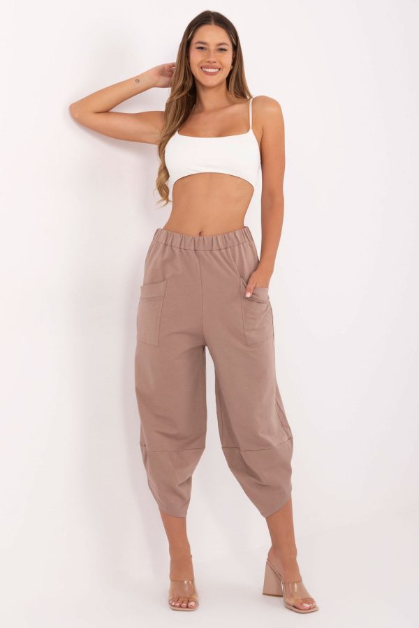 Beige Tracksuit Trousers in Pants, Trousers, Shorts with Cotton and Spandex