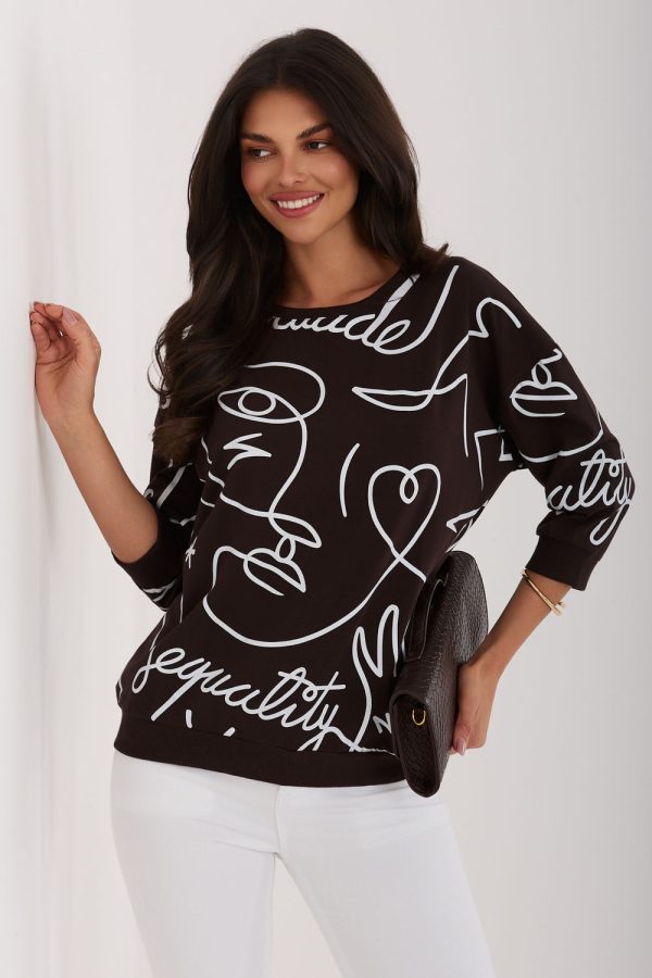 Brown Blouse in Women`s Blouses, Tunics with Cotton and Spandex