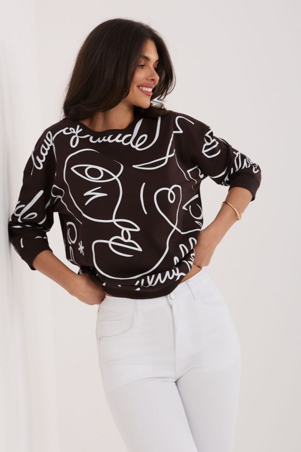 Brown Blouse in Women`s Blouses, Tunics with Cotton and Spandex