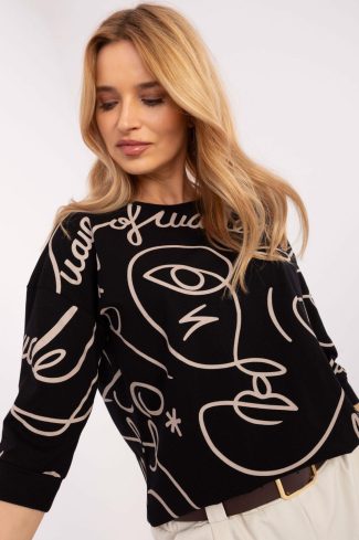 Black Blouse in Women`s Blouses, Tunics with Cotton and Spandex