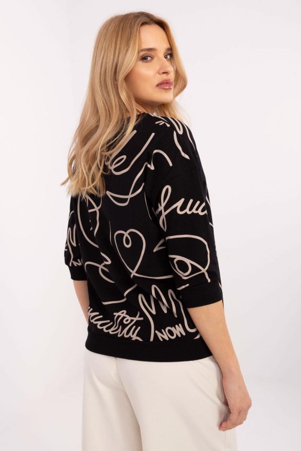 Black Blouse in Women`s Blouses, Tunics with Cotton and Spandex