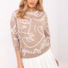 Beige Blouse in Women`s Blouses, Tunics with Cotton and Spandex