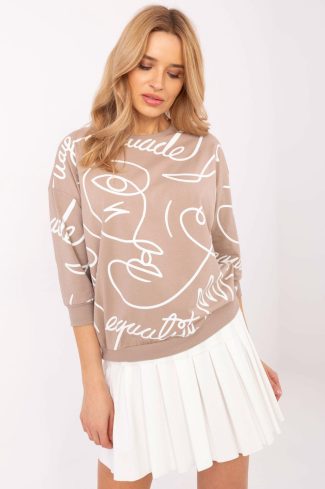Beige Blouse in Women`s Blouses, Tunics with Cotton and Spandex