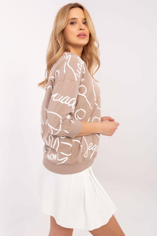 Beige Blouse in Women`s Blouses, Tunics with Cotton and Spandex