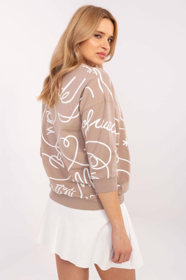Beige Blouse in Women`s Blouses, Tunics with Cotton and Spandex